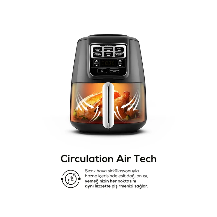 Karaca Air Pro Cook XL 2 in 1 Airfryer Black Chrome 4 Nəfərlik